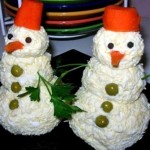 Закуска "Снеговики" из крабовых палочек с сыром